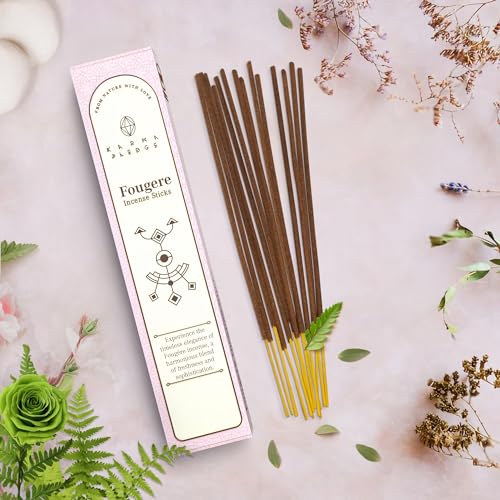KarmaPledge Fougere Incense Sticks, Burn Time 45-60 Min, 40 Sticks - color: Fougere, size: 40 Hand Dipped Sticks