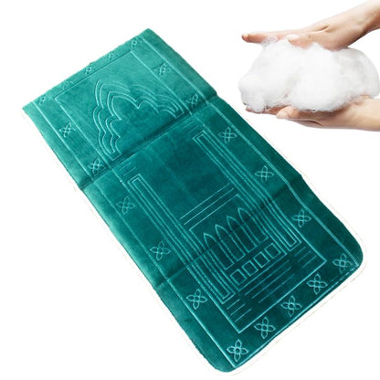 Sajadah Prayer Mat Thick Muslim Prayer Rug Foldable Travel Prayer Mat Muslim Portable Prayer Mat Padded Islam Janamaz, Green - color: Green
