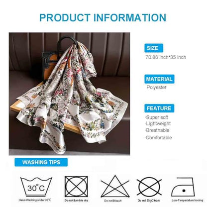 Xyueanlo Scarfs for Women Lightweight Scarves Fashion Print Floral Pattern Head Scarf Wraps Shawls - color: Flower White