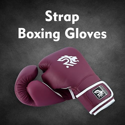 Ring Pro Leather Boxing Gloves with Strap – Premium for Training, Sparring, MMA, Kickboxing, Muay Thai (Unisex) - color: Maroon, size: 12 oz