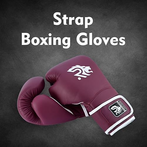 Ring Pro Leather Boxing Gloves with Strap – Premium for Training, Sparring, MMA, Kickboxing, Muay Thai (Unisex) - color: Maroon, size: 16 oz