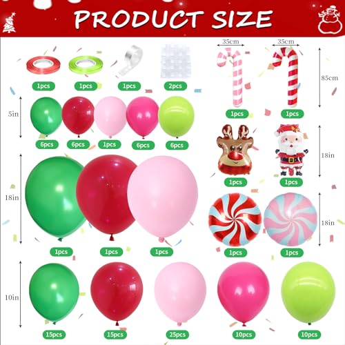 Christmas Arch Kit, Red Pink Green Latex Balloon Garland for Xmas Party - color: Christmas 1