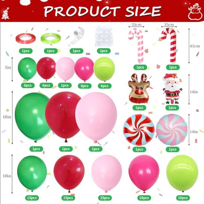 Christmas Arch Kit, Red Pink Green Latex Balloon Garland for Xmas Party - color: Christmas 1