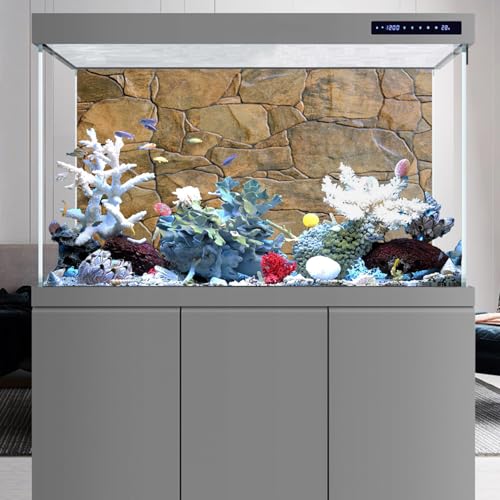 Stone Aquarium Backdrop Rock Wall Fish Tank Background 72x24 in Polyester - size: 72x24in/180x60cm