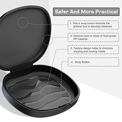 BVN 2PCS Retainer Case Denture Case - Slim Orthodontic Dental Case for Mouth Guard, Teeth Aligner & Night Guard - Black Storage Holder