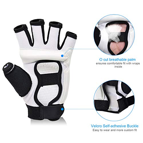 Xinluying MMA Gloves, 8mm EVA Padding, Adjustable Wrist Strap, Women & Kids | Abrasion-Resistant, for Punch Bag, Boxing, Taekwondo, Karate, Martial Arts, Sparring, Heavy Bag Training - color: White, size: Medium