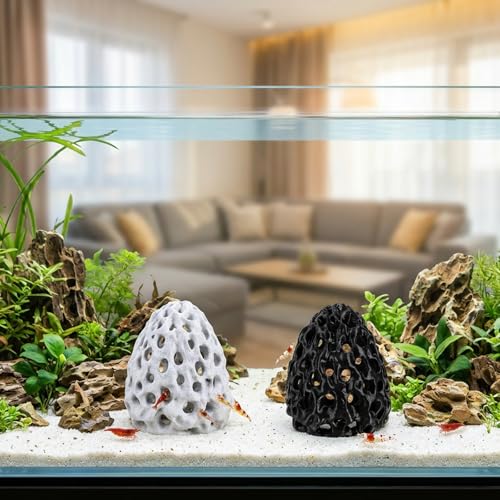 2PCS Shrimp Hides for Aquarium, Shrimp Hide and Aquarium Shrimp Hideout, Cave with Suction Cup for Shrimp Tank Decor, Hiding and Resting Accessory