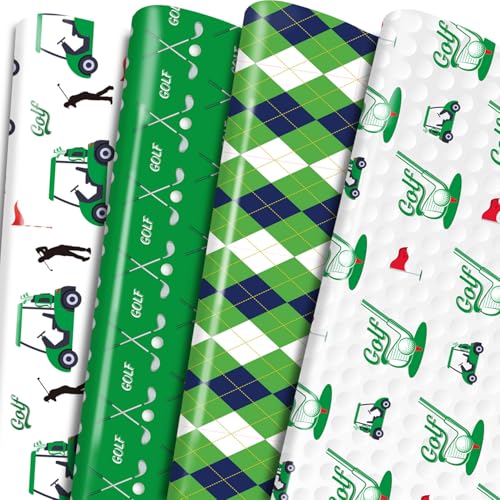 Keluna Golf Gift Wrapping Paper - Sports Theme Golf Wrapping Paper for Men Birthday Fathers Day Graduation Retirement Sports Event Christmas Holiday Wrap Sheets - color: golf