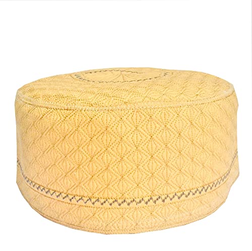 Kufi Men's Unisex Muslim Men Prayer Cap Ramadaan Caps Eid Kufis Handmade Namaz Hat Beanie - color: Beige, size: X-Large