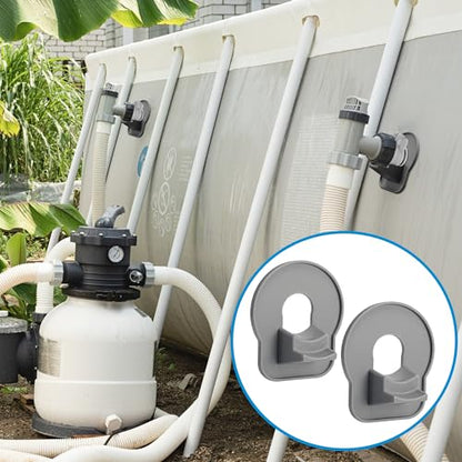 Adnee 2 Pcs Swimming Pool Pipe Holders,ABS Pool Hose Holder with Tape,Pool Hose Support Bracket to Prevent Pipes Sagging Accessory