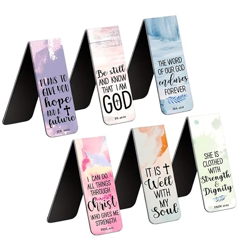 6 Pieces Bookmark, Bible Verse Magnetic Bookmarks for Women Men Book Lovers, Pastel Design Religious Scripture Book Accessories Bookmaker, Christian Gifts for Reading Lovers 2 - color: Multicolored 1252