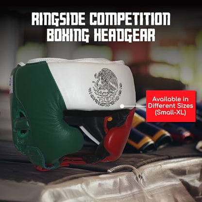 Ringside Competition Boxing Muay Thai MMA Sparring Head Protection Headgear with Cheeks - color: Mexican Flag, size: Small