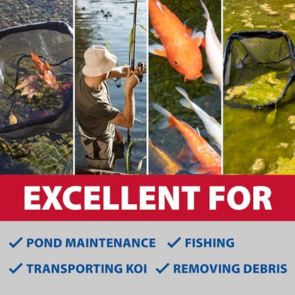 The Pond Guy Heavy Duty Telescopic Fish & Utility Net Combo | Adjustable aluminum pole and mesh netting are ideal for water garden maintenance and fishing equipment needs