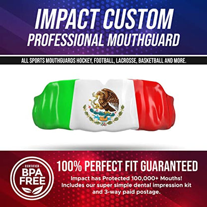 Impact All Sports Mouthguard Lacrosse, Football, Hockey, Basketball, Jiu-Jitsu, and More, Breathable Mouthguard for Youth Adults, Professional Custom-Fit, Mexican Flag - color: Mexican Flag
