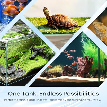10 Gallon Glass Fish Tank, Aquarium Fish Bowl Cube for Betta Goldfish Snails Shrimp Aquatic Planting, Easy to Maintain Ultra Clear Rimless Dark Background Low Iron - color: Dark Background, size: 10 Gallon