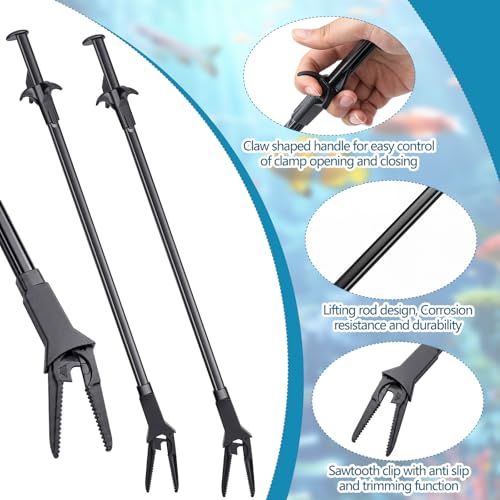 Gisafai 2 Pcs Plastic Aquarium Tongs Long Multi Purpose Trimming Feeding Aquarium Tools for Fresh Water Saltwater Fish Tanks Coral Plant (20 Inch) - size: 20 Inch