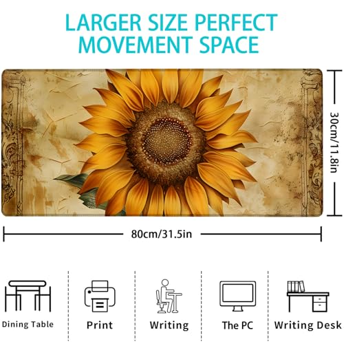 Gaming Mouse Pad, Mouse Pad, Desk Mat, Non-Slip Rubber Base MousePads for Computers Laptop Office School Home - color: Sunflower