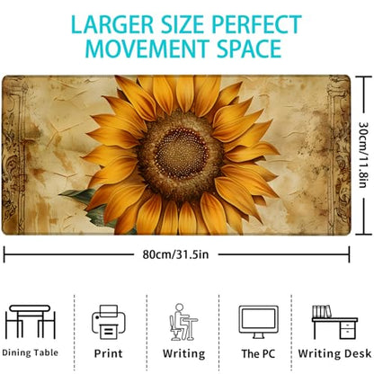 Gaming Mouse Pad, Mouse Pad, Desk Mat, Non-Slip Rubber Base MousePads for Computers Laptop Office School Home - color: Sunflower