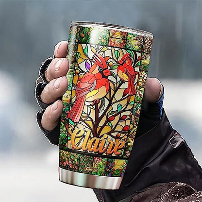 WAZONE Personalized Tumbler With Lid 20oz 30oz Cardinal Birds Stainless Steel Insulated Cup Vacuum Travel Mug Its Hard To Forget Someone Who Gave You So Much To Remember Sympathy Gift Style - color: Cardinal