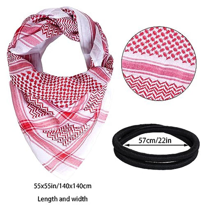 Jmkcoz Arab Shemagh Tactical Desert Keffiyeh Head Scarf Arabic Turban Neck Headwear Wrap Arab Muslim Costume for Men Women - color: Red