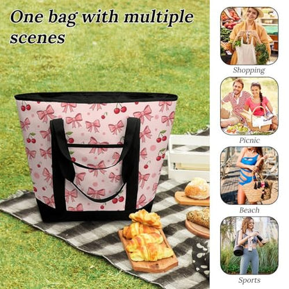 SWEET TANG Cooler Bag Insulated for Travel, Bow Cherry Pink Food Delivery Cooler Bag for Beach, Travel, Picnics - color: Pattern 83
