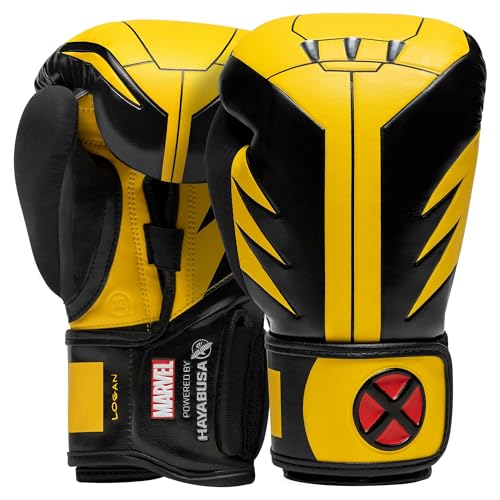 Hayabusa Marvel Hero Elite Boxing Gloves | Sparring and Training, Muay Thai Kickboxing, Fight Ready, Licensed Design, Padded Knuckle, 10oz 12oz 16oz, Men and Women - color: Wolverine, size: 12oz