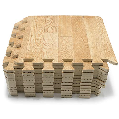 Sorbus Wood Grain Floor Mats Foam Interlocking Mats Each Tile 1 Square Foot 3/8-Inch Thick Flooring Wood Mat Tiles - Home Office Playroom Basement Trade Show (16 Tiles,16 Sq ft, Wood Grain - Pine) - color: Wood Grain - Pine