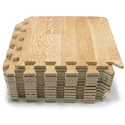 Sorbus Wood Grain Floor Mats Foam Interlocking Mats Each Tile 1 Square Foot 3/8-Inch Thick Flooring Wood Mat Tiles - Home Office Playroom Basement Trade Show (16 Tiles,16 Sq ft, Wood Grain - Pine) - color: Wood Grain - Pine