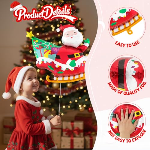 Christmas Balloons, 6 Pcs Santa Foil for Holiday Xmas Birthday Party - style: Santa Claus