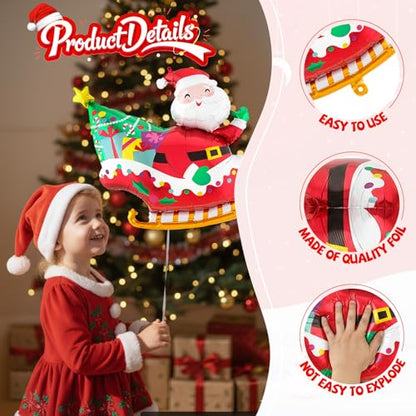 Christmas Balloons, 6 Pcs Santa Foil for Holiday Xmas Birthday Party - style: Santa Claus