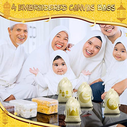 Photect 50 Pcs Islamic Burlap Bags Eid Al-adha & Qurbani Islamic Gift Bags Small Drawstring Pouch for Muslim Eid Al-adha Party Decorations, 4.7 x 7.8 Inch : Health & Household