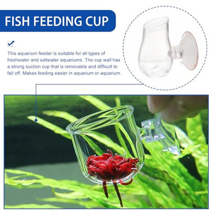 Garneck Glass Aquarium Fish Feeder Cup Worm Bait Container Fish Tank Feeding Cup for Aquarium Use