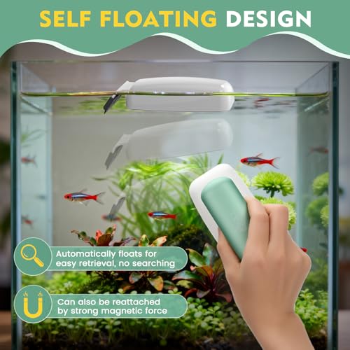 AQQA Magnetic Aquarium Glass Cleaner, Floating Fish Tank Algae Scraper,S | Enhanced Magnetic Fish Tank Cleaner, Aquarium Glass Scrubber Algae Scrapers for up 0.32" Thick Glass/Acrylic Aquariums Small - size: Small for less than 0.32" (8mm) thickness