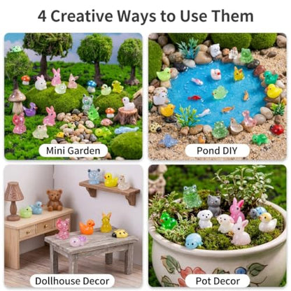400 pcs Mini Resin Animals Many Styles Variety Tiny Animals Figures Miniature Little Small Animal Figurines Bulk for Micro Fairy Garden Landscape Accessories Hide Crafts Decor Aquarium
