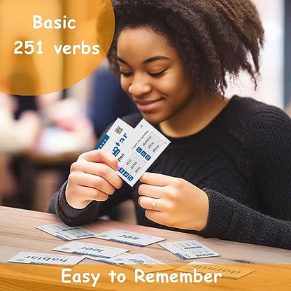Docdeer 251 Spanish Verbs Learning Flash Cards for Beginners, Adults & Children - Spanish to English Flashcards, Medium, White