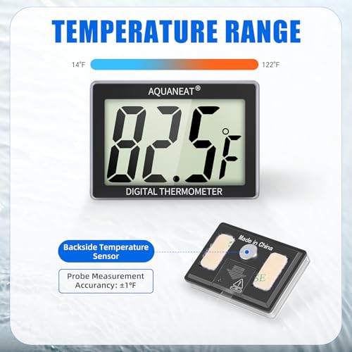 AQUANEAT Aquarium Thermometer 2 Packs, Fish Tank Thermometer, Aquarium Digital Temperature Gauge, with Large LCD Display - size: 2 Packs