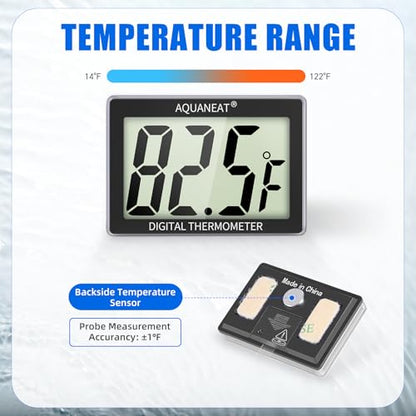 AQUANEAT Aquarium Thermometer 2 Packs, Fish Tank Thermometer, Aquarium Digital Temperature Gauge, with Large LCD Display - size: 2 Packs