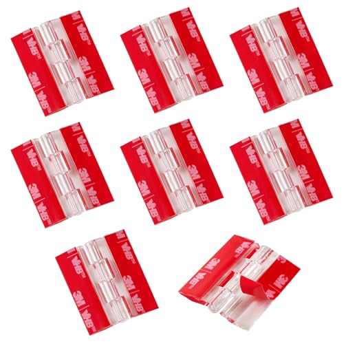 8 Pcs Clear Acrylic Small Hinges 45 x 38 mm Self Adhesive Mini Hinge Swing Clear Door Hinges Tiny Adhesive Hinge for Crafts Cabinet Drawer Jewelry Box DIY Display Plastic Box - size: 45 x 38 mm (1.75 x 1.5 inch)