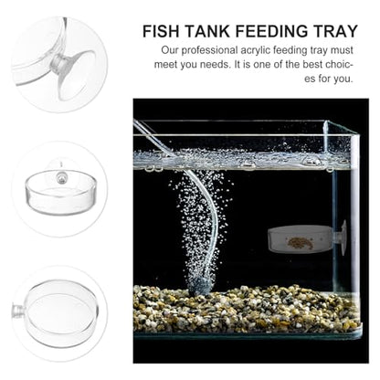Mipcase 5pcs Acrylic Fish Feeding Cup with Suction Cup, 6.5cm Aquarium Feeder Bowl for Fish Tank and Shrimp Feeding, Aquatic Supplies for Aquarium Accessories