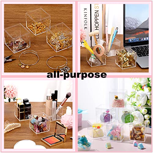 Acrylic Boxes Clear Candy Boxes with Lid Acrylic Square Cube Jewelry Storage Boxes for Birthday Wedding Party Favor - size: 4.73 x 4.73 x 4.73 Inch