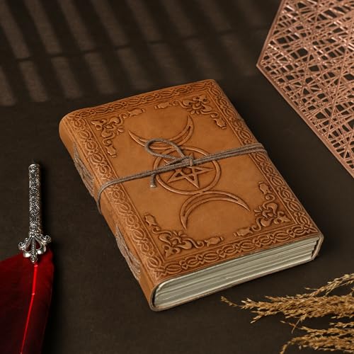Purpledip Leather Journal (Diary Notebook) 'Insha Allah': Handmade Paper In Leather Cover For Corporate Gift or Personal Memoir (11321)