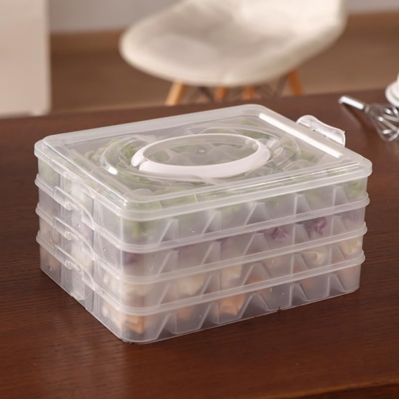 Zerodeko Food Storage Container Dumpling Organizer Stackable Portable Freezer Storage Containers Food Storage Box for Kitchen and Fridge (Transparent)
