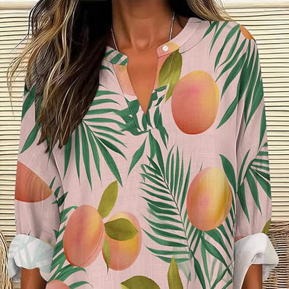 Womens Long Sleeve Shirts V Neck Loose Fit Oversized Graphic Tees Trendy Casual Womens Pullover Tropical Vacation Outfits - color: Style-20, size: 5X-Large
