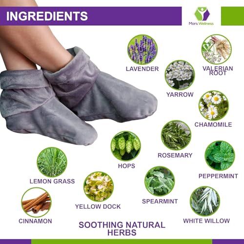 MARS WELLNESS Heated Microwavable Foot Booties - Microwavable Slippers - Herbal Hot/Cold Deep Penetrating Herbal Aromatherapy Wrap Warmer (Charcoal) - 3 Pack - color: Charcoal, size: Pack of 3