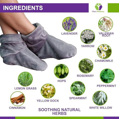MARS WELLNESS Heated Microwavable Foot Booties - Microwavable Slippers - Herbal Hot/Cold Deep Penetrating Herbal Aromatherapy Wrap Warmer (Charcoal) - 3 Pack - color: Charcoal, size: Pack of 3