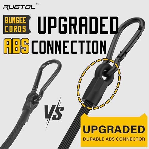 Bungee Cords with Hooks, 8 Inch Long Heavy Duty Bungee Cords with Carabiner Clip Outdoor, 1/3 Inch Black Extra Strong Elastic Rope with Carabiner Hooks for Camping, Tarps, Bike Rack, Tent, 6 Pack - size: Upgraded - 8"- 6 pcs