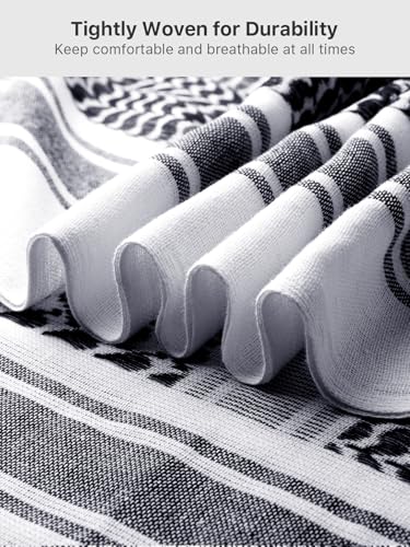 FREE SOLDIER Scarf Military Shemagh Tactical Desert Keffiyeh Head Neck Scarf Arab Wrap with Tassel for Men Women - color: Alabaster White