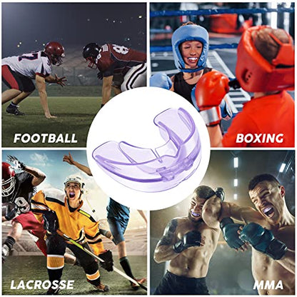 TOODOO 6 Pieces Braces Mouth Guard Kids Sports Mouth Guard for Kids Double Football Youth Mouthguards for Boxing Football Hockey Karate Basketball (Transparent Purple) - color: Transparent Purple