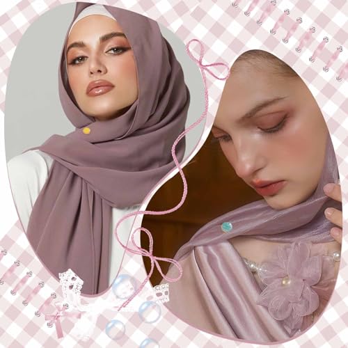 CONBOLA Hijab Magnetic Pins - Strong Magnet Hijab Pins for Women, Colorful No Needle Scarf Clips, Multi-Purpose Magnetic Brooch for Dress, Clothing, Shawls - color: flowing light