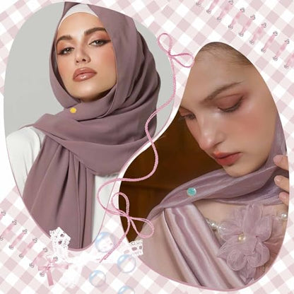 CONBOLA Hijab Magnetic Pins - Strong Magnet Hijab Pins for Women, Colorful No Needle Scarf Clips, Multi-Purpose Magnetic Brooch for Dress, Clothing, Shawls - color: flowing light